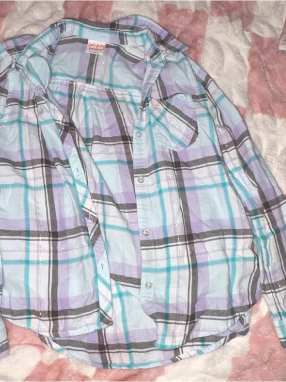 jumping beans Aqua, Lavender & Gray Plaid Shirt